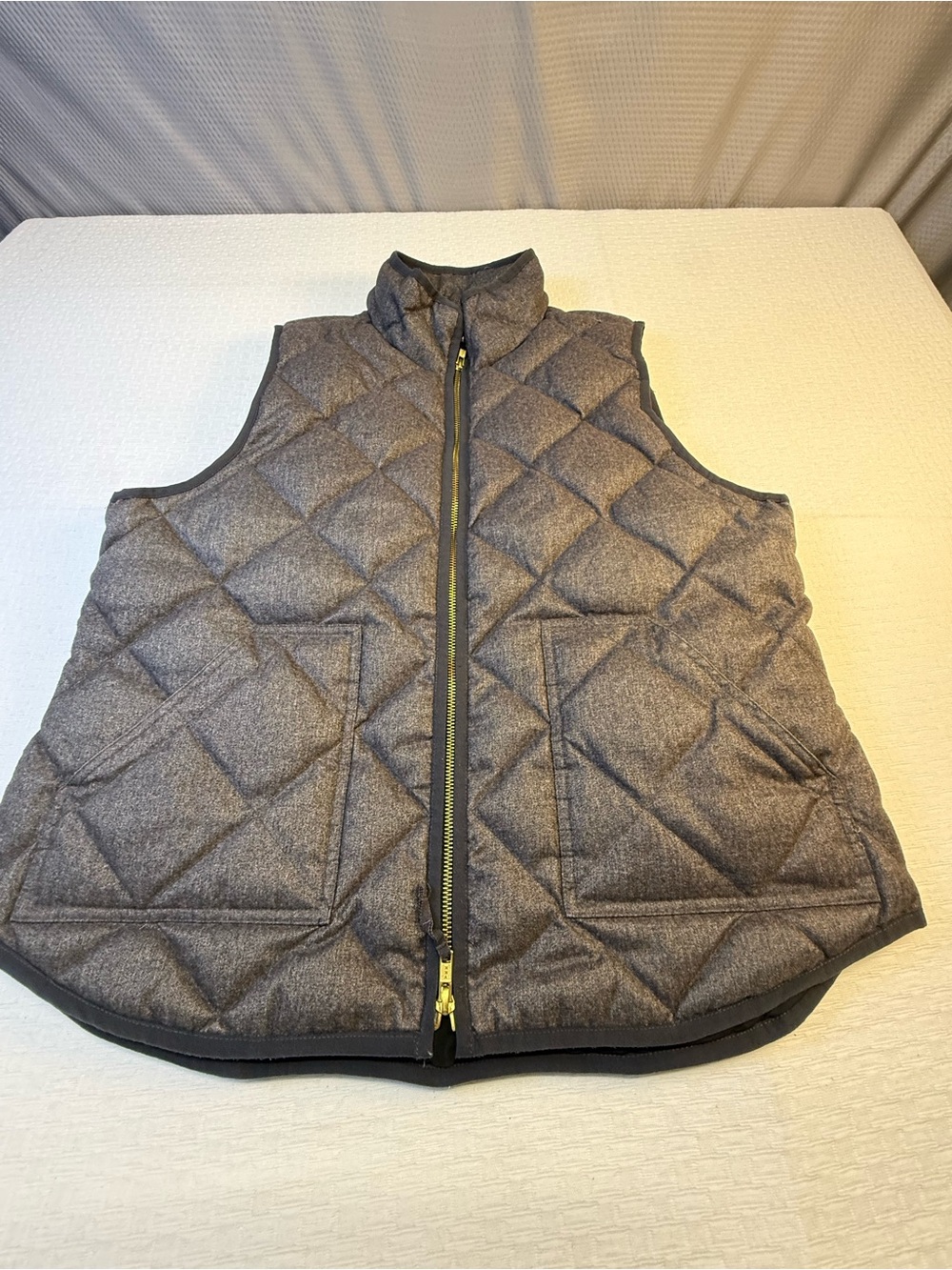 J. Crew Quilted Puffer Vest in Brown with Gold Zipper Size XL